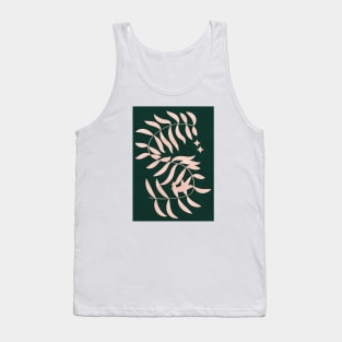 Botanical Plant, Palm Leaf, Earth Tones, Boho, Forest Green Tank Top